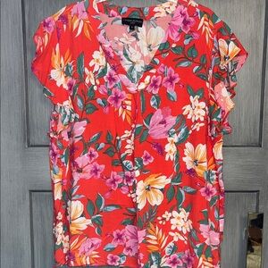 Cynthia Rowley Red Floral Blouse